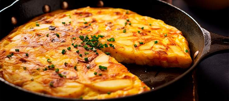 Tortilla española servida caliente